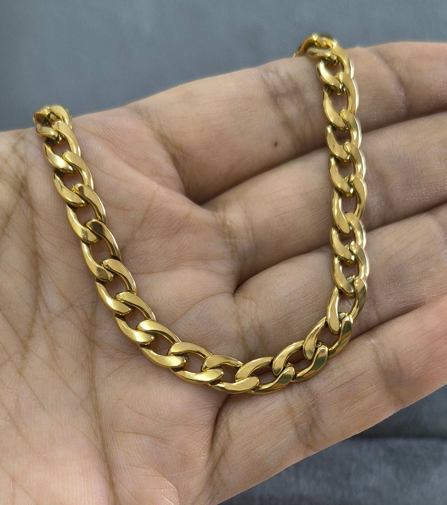 Antitarnish Unisex Sleek Link Chain Bracelet 18K Gold Plated