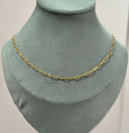 Antitarnish Unisex Sleek Paperclip Chain 18K Gold Plated