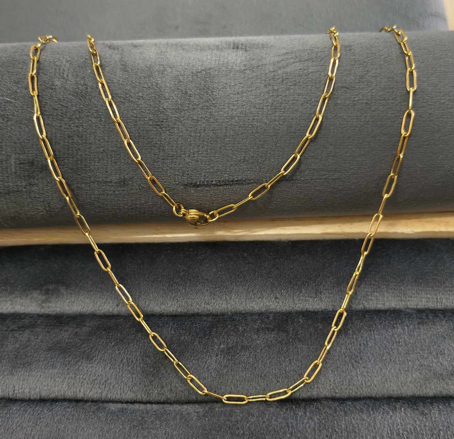 Antitarnish Unisex Sleek Paperclip Chain 18K Gold Plated