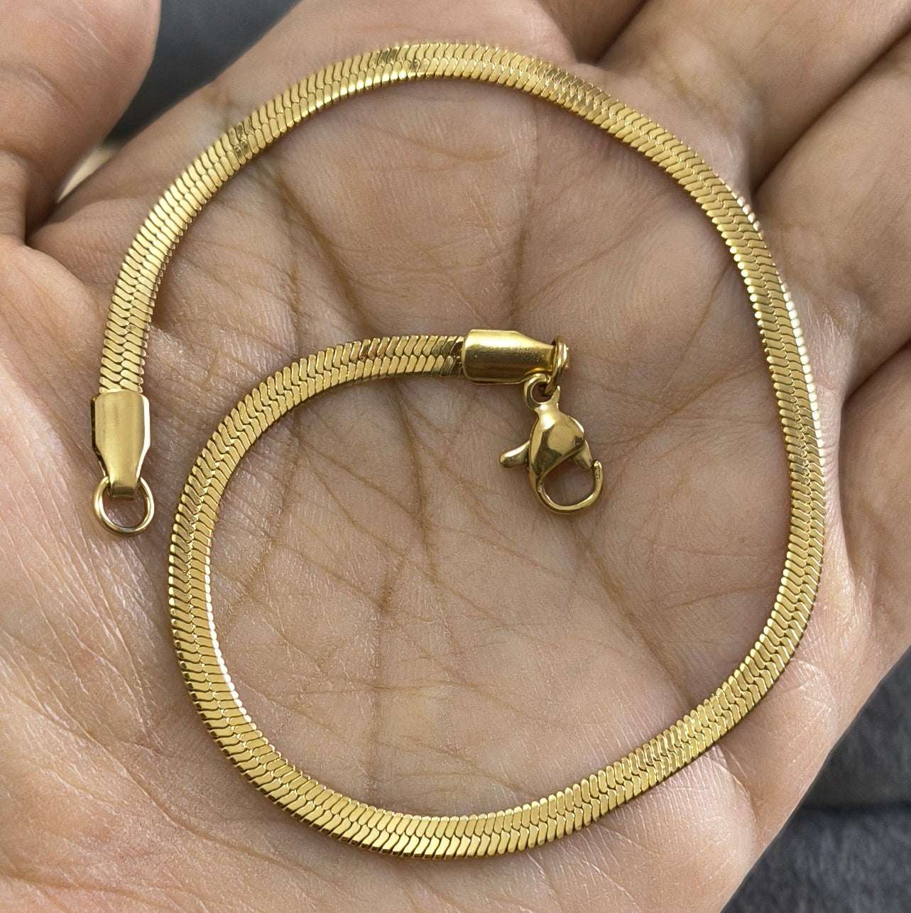 Antitarnish Unisex Snake Chain Bracelet 18K Gold Plated