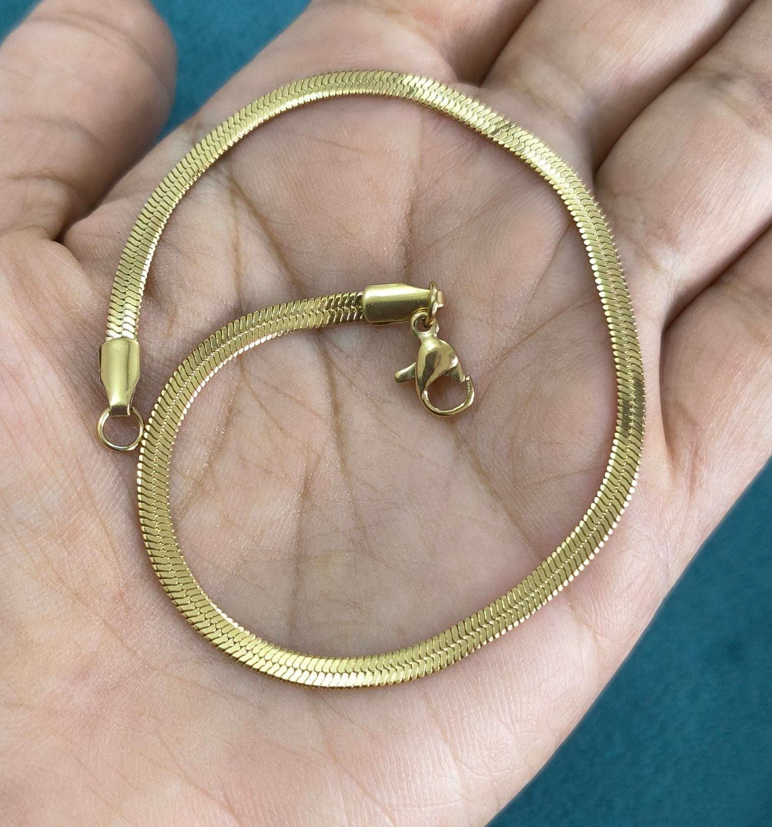 Antitarnish Unisex Snake Chain Bracelet 18K Gold Plated