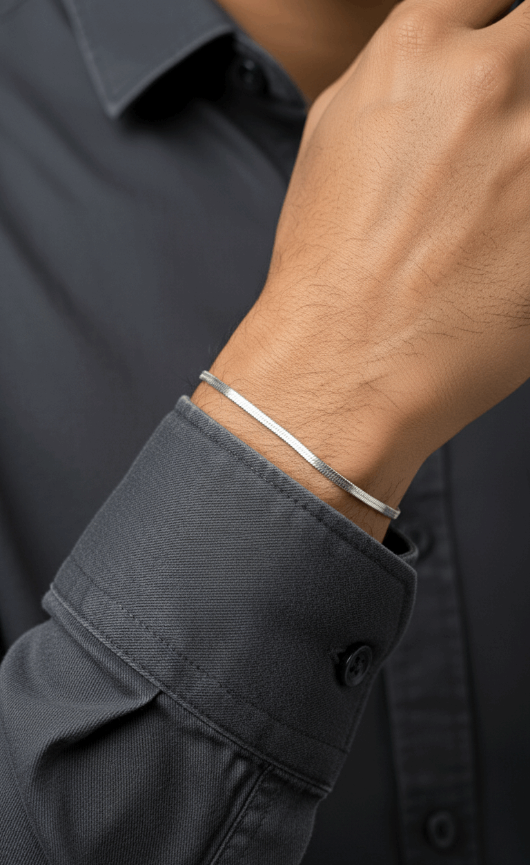 Antitarnish Unisex Snake Chain Bracelet Silver Plated