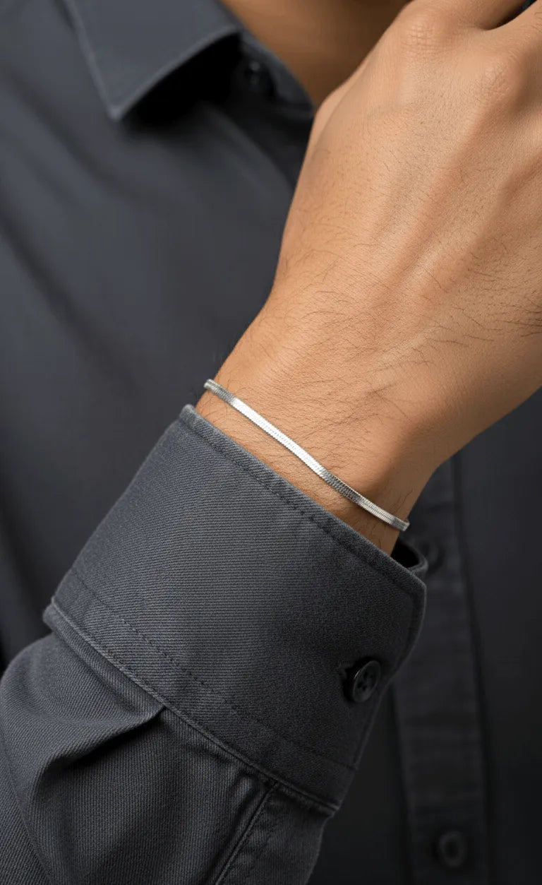 Antitarnish Unisex Snake Chain Bracelet Silver Plated