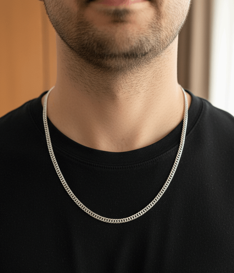 Antitarnish Unisex Stylish Curb Chain Silver Plated