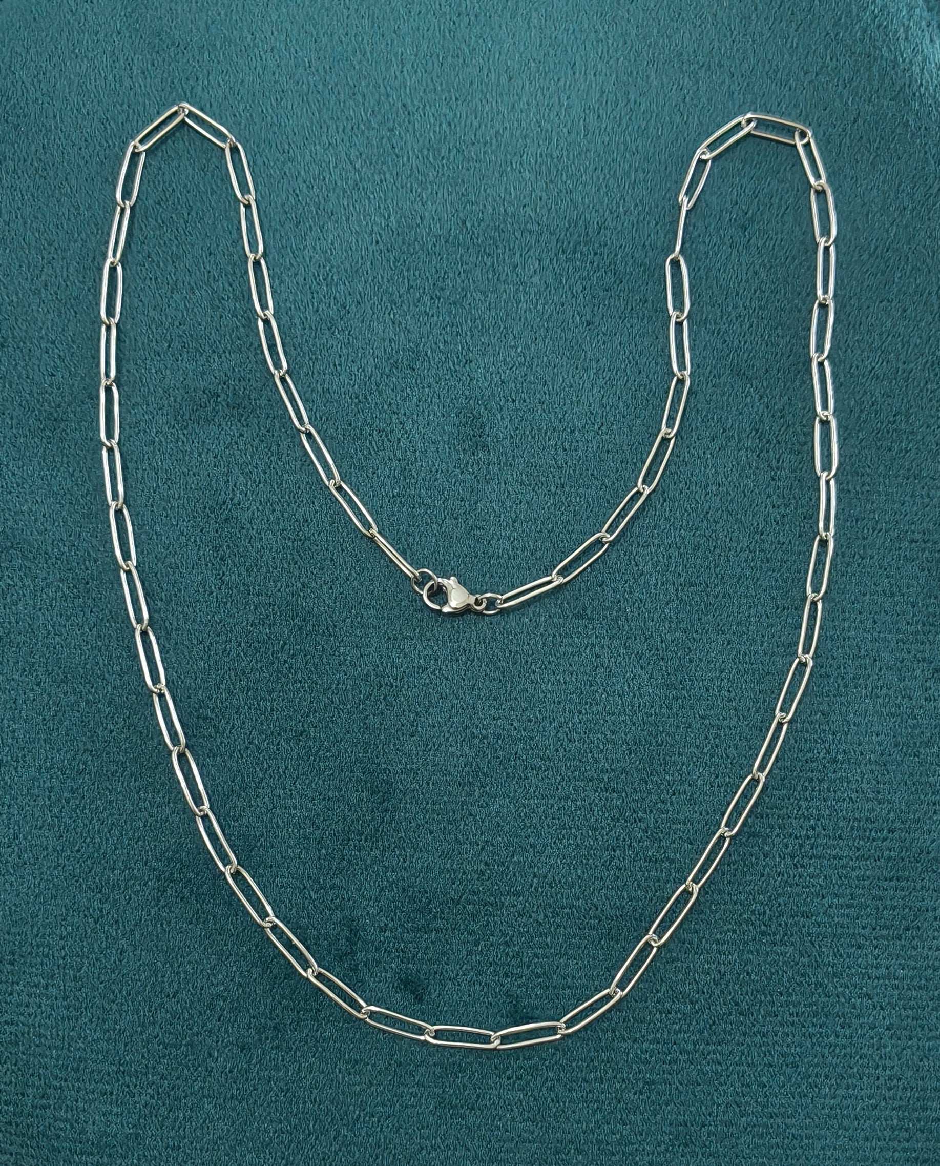 Antitarnish Unisex Stylish Paperclip Chain Silver Plated