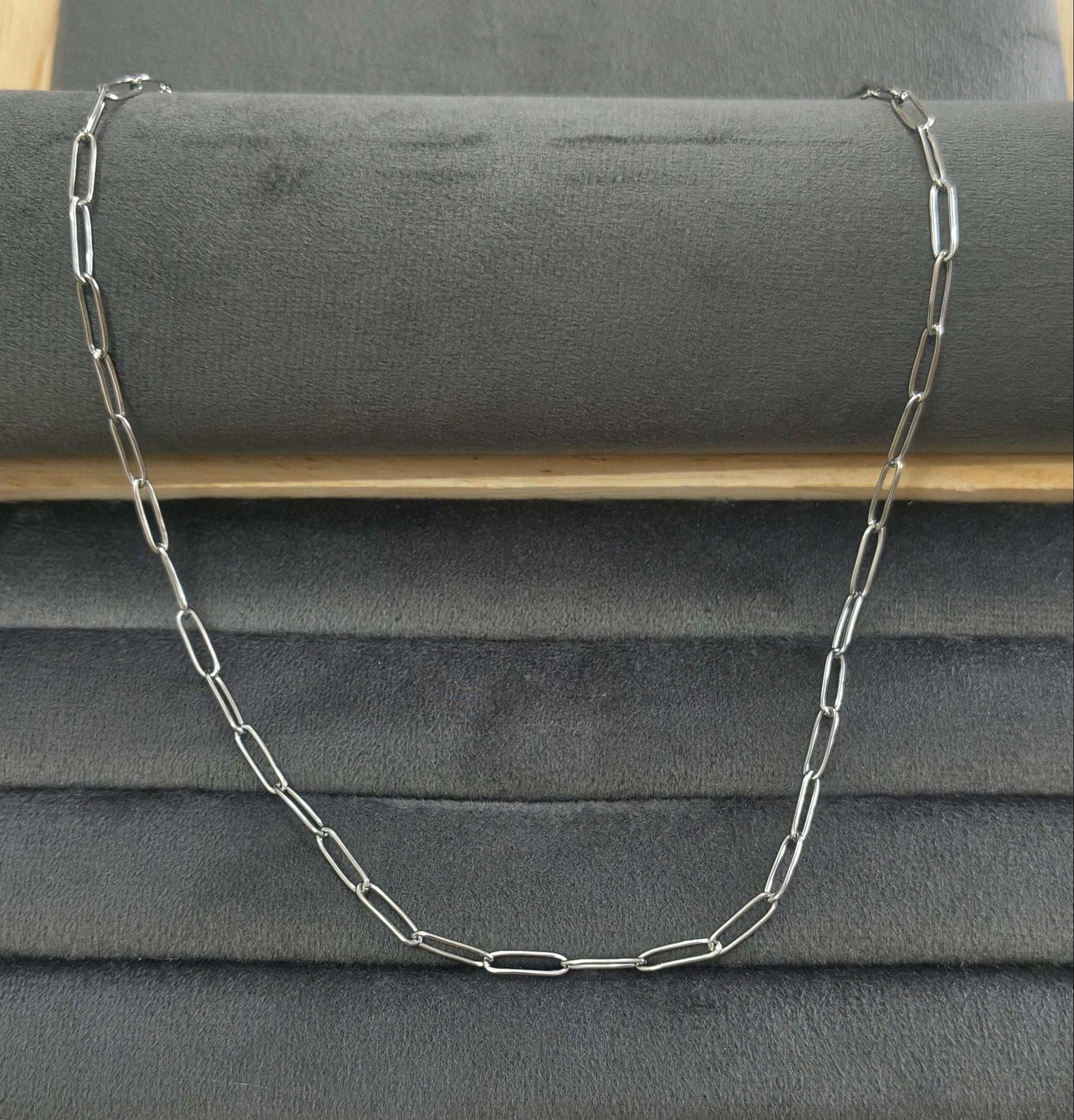 Antitarnish Unisex Stylish Paperclip Chain Silver Plated