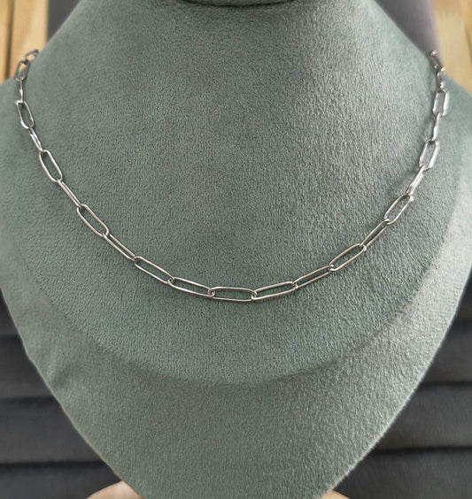 Antitarnish Unisex Stylish Paperclip Chain Silver Plated
