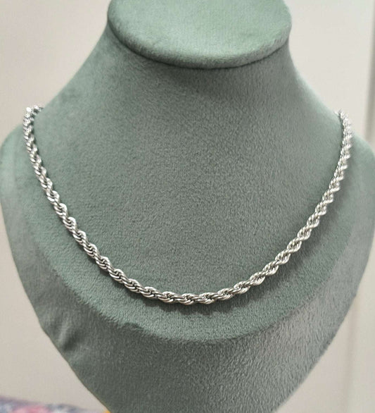 Antitarnish Unisex Stylish Twisted Rope Chain Silver Plated