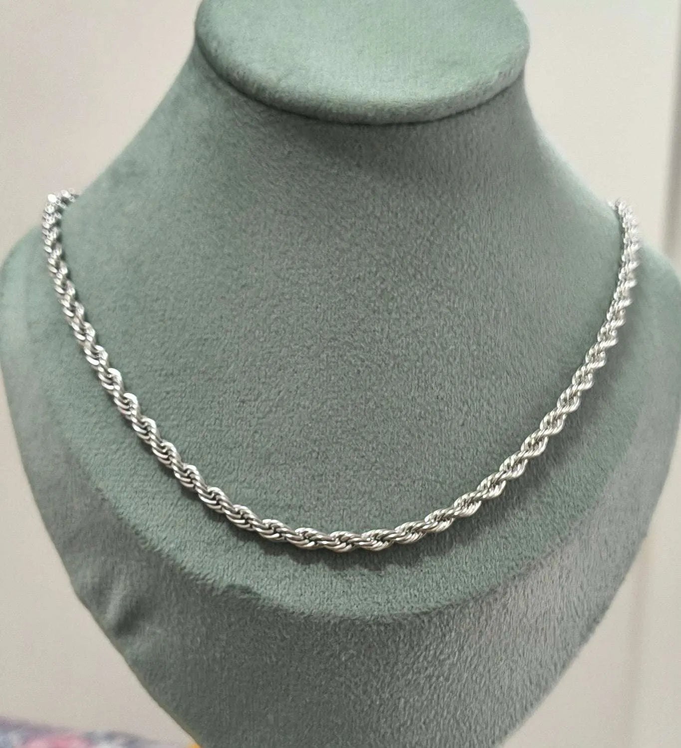 Antitarnish Unisex Stylish Twisted Rope Chain Silver Plated