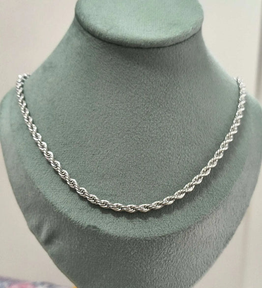 Antitarnish Unisex Stylish Twisted Rope Chain Silver Plated