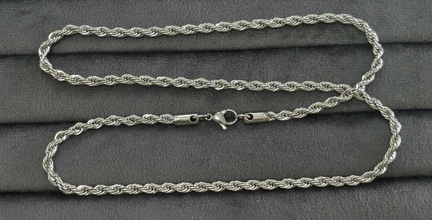 Antitarnish Unisex Stylish Twisted Rope Chain Silver Plated