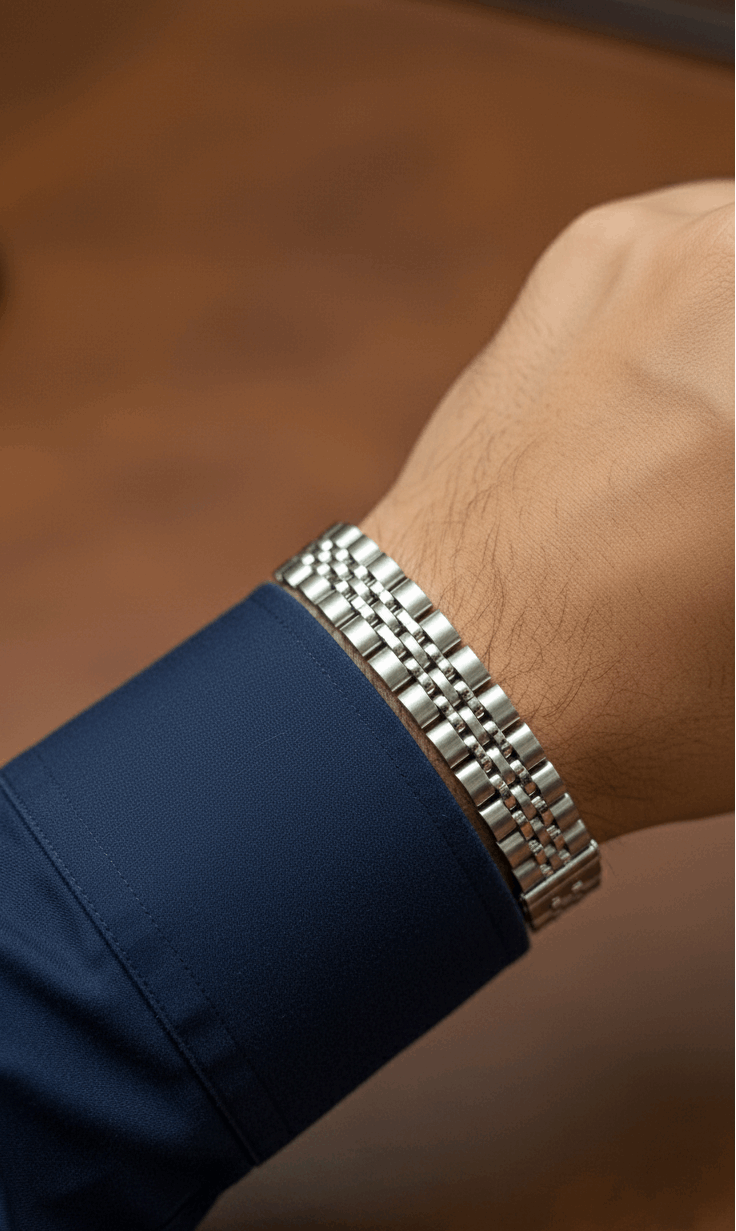 Antitarnish Watch Strap Luxury Chain Bracelet Silver Plated