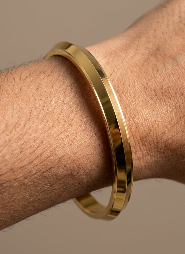 Antitarnish 18K Gold Plated Heavy Punjabi Kada Bracelet