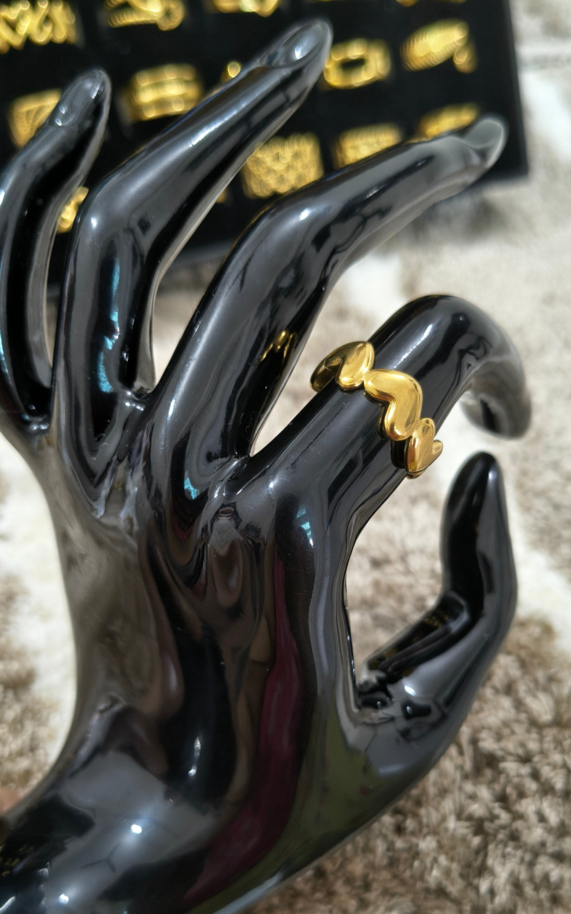 Antitarnish Adjustable Mini Hearts Ring 18K Gold Plated