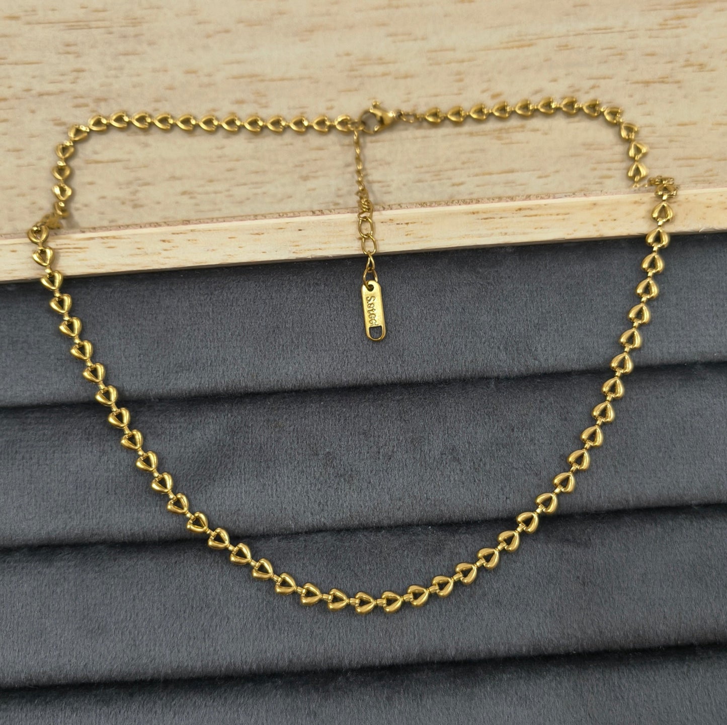 Antitarnish Baby Heart Link Chain Necklace 18K PVD Plated