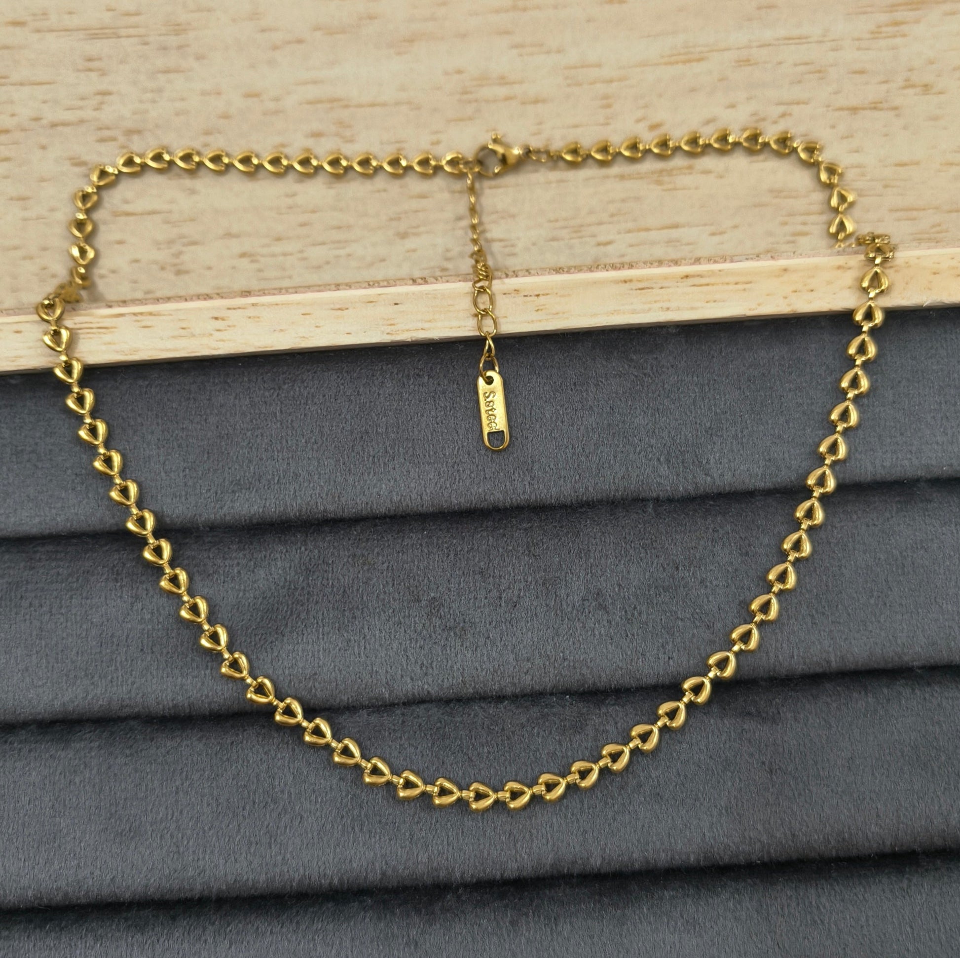 Antitarnish Baby Heart Link Chain Necklace 18K PVD Plated