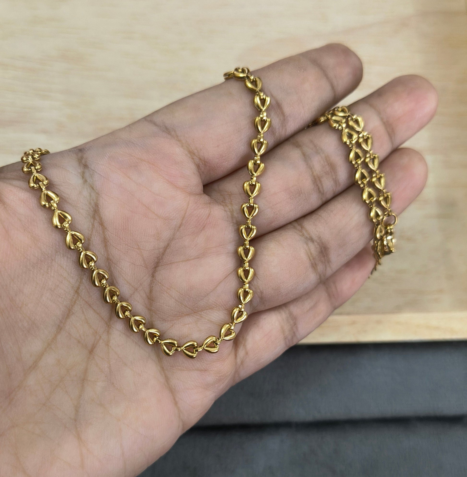 Antitarnish Baby Heart Link Chain Necklace 18K PVD Plated