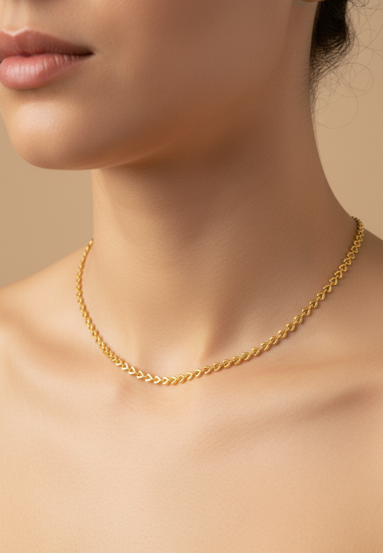 Antitarnish Baby Heart Link Chain Necklace 18K PVD Plated