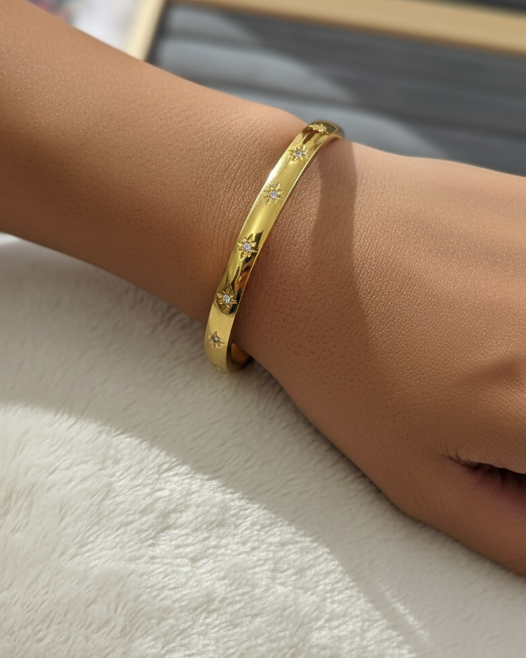 Antitarnish Babysize Shining Stars Bracelet 18K Gold Plated