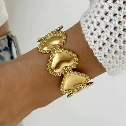 Antitarnish Bold Hearts Cuff Bracelet 18K Gold Plated