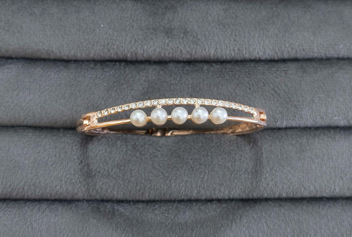 Antitarnish Bracelet Crystal Pearl Row 18K Gold Plated