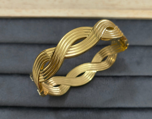 Antitarnish Braided Side Openable Bracelet 18K Gold Plated