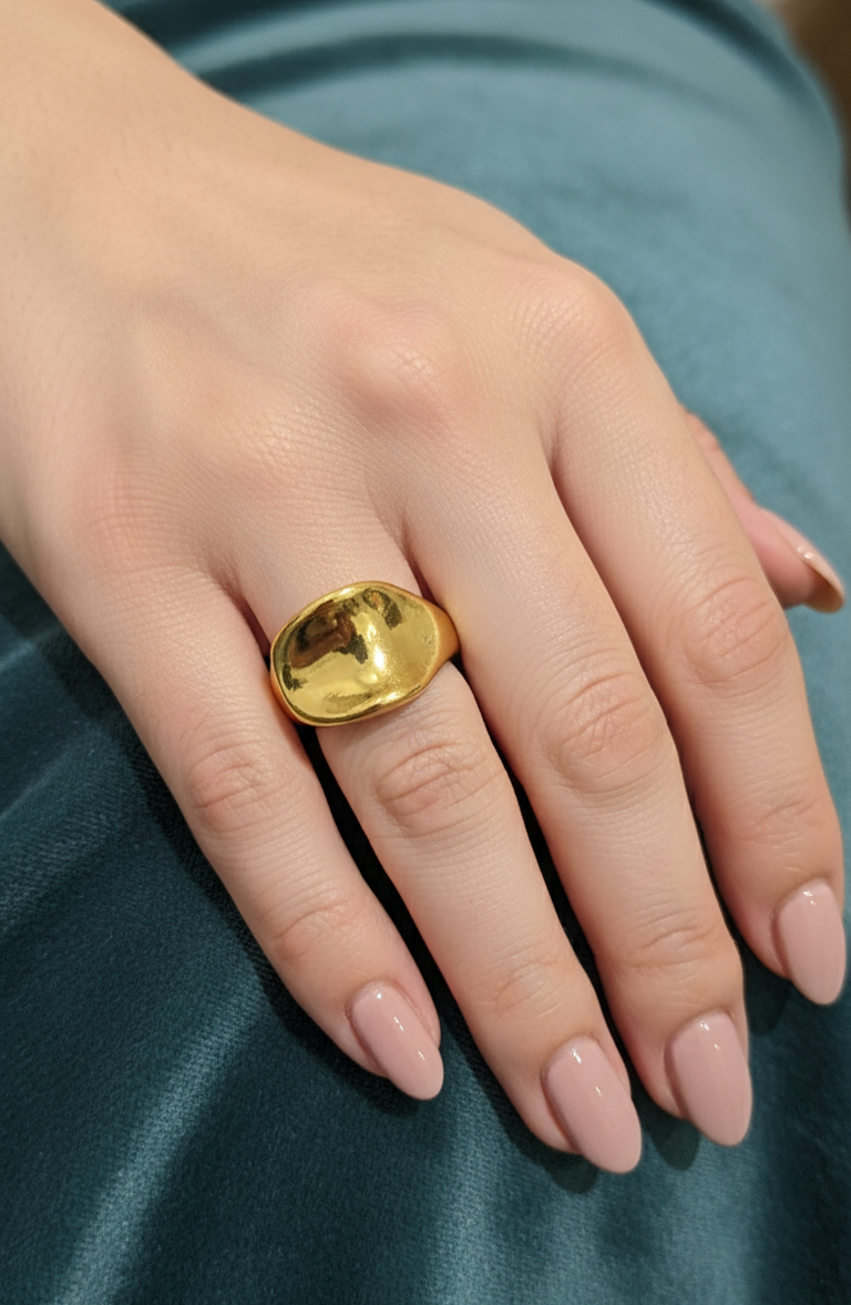 Antitarnish Bright Gold Plated Chunky Gold Digger Ring