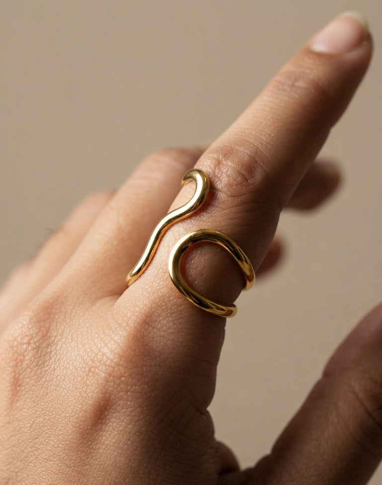 Antitarnish Bright Gold Plated Chunky Statement Ring