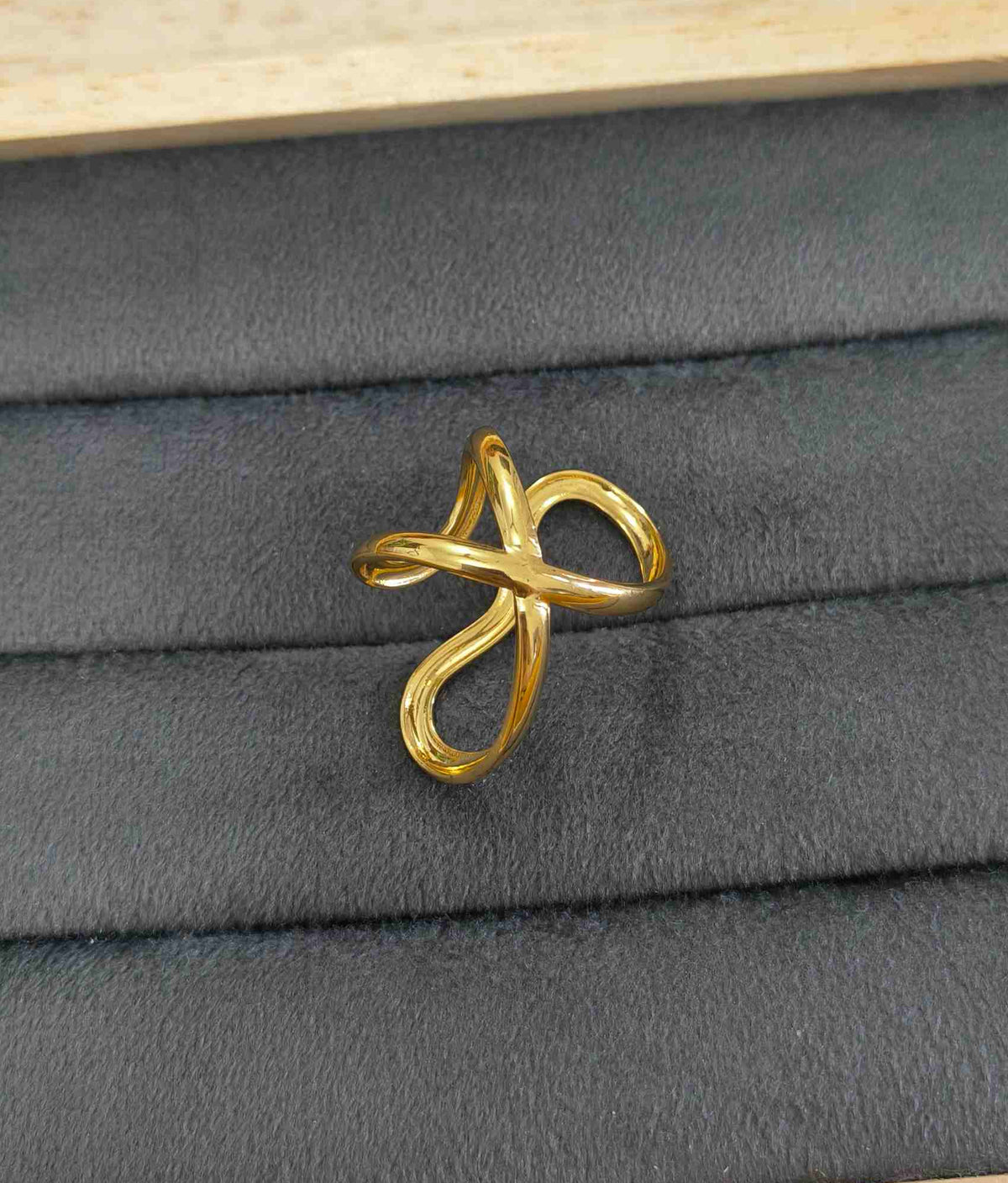 Antitarnish Bright Gold Plated Chunky Statement Ring