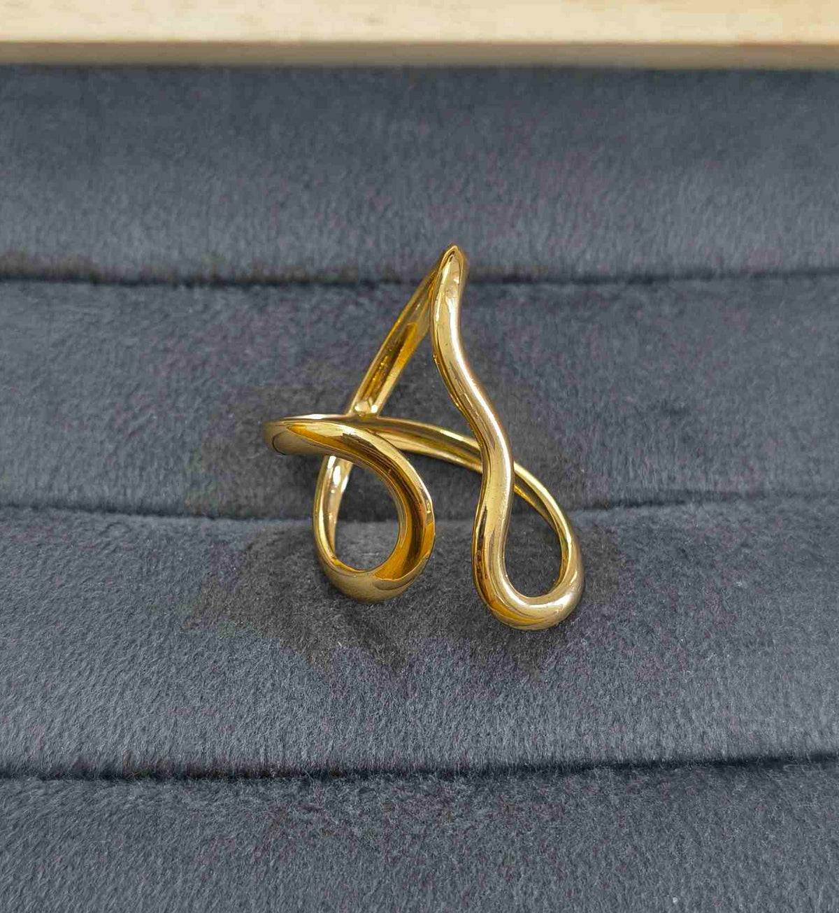 Antitarnish Bright Gold Plated Chunky Statement Ring