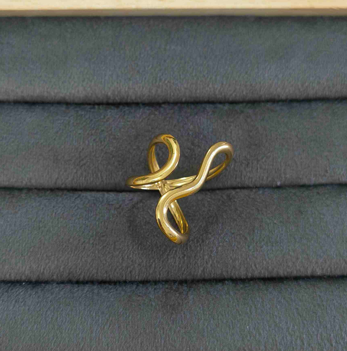Antitarnish Bright Gold Plated Chunky Statement Ring