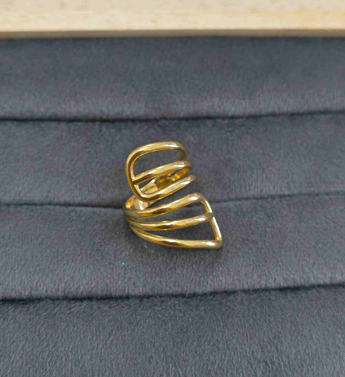 Antitarnish Bright Gold Plated Chunky Statement Ring