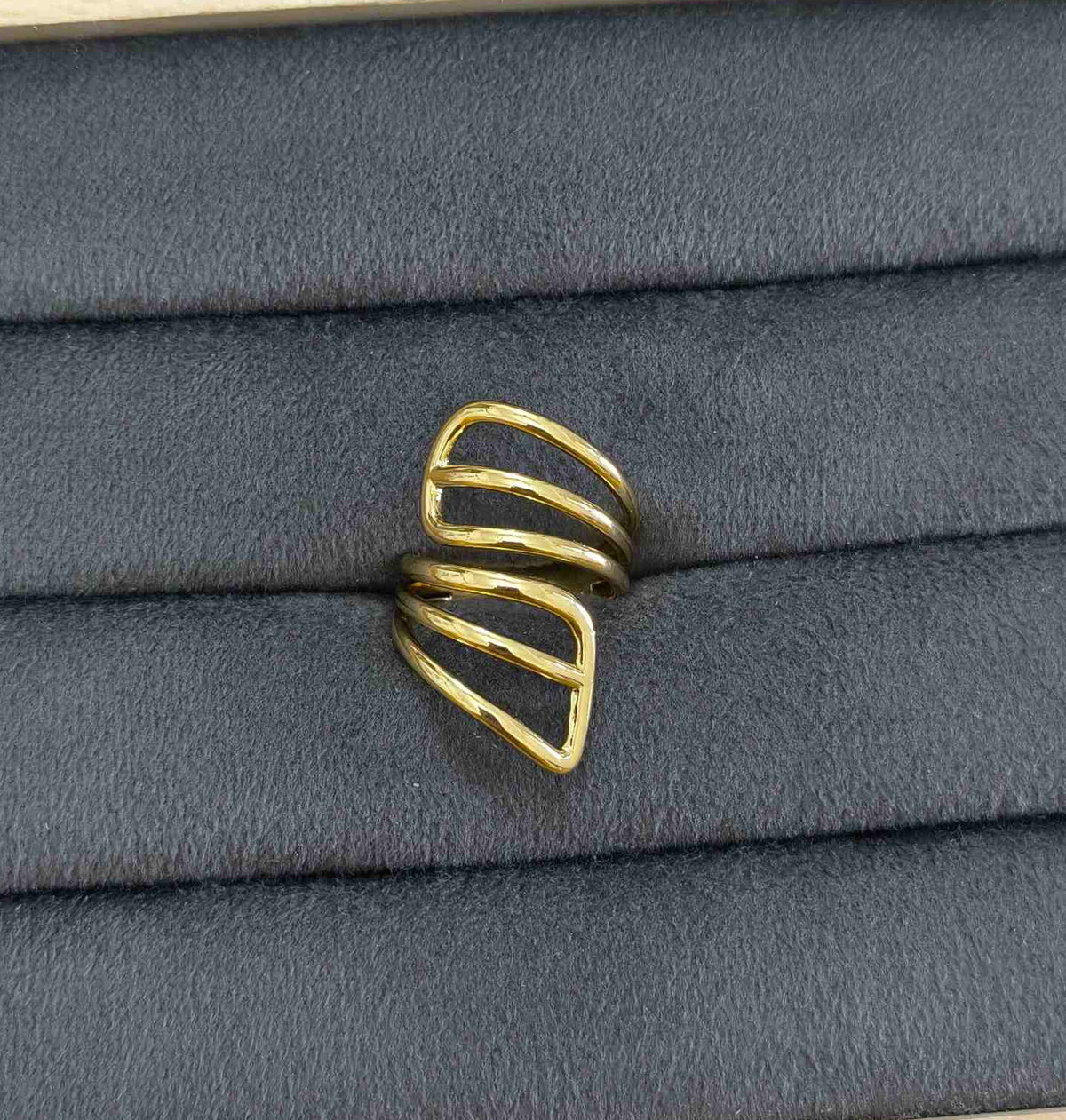 Antitarnish Bright Gold Plated Chunky Statement Ring