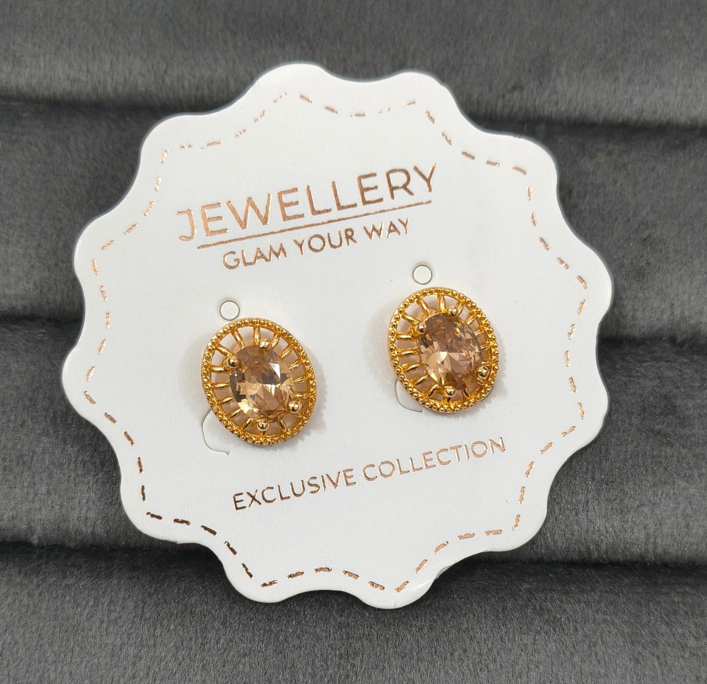 Antitarnish Cute Oval Zircon Studs Rosegold Earrings