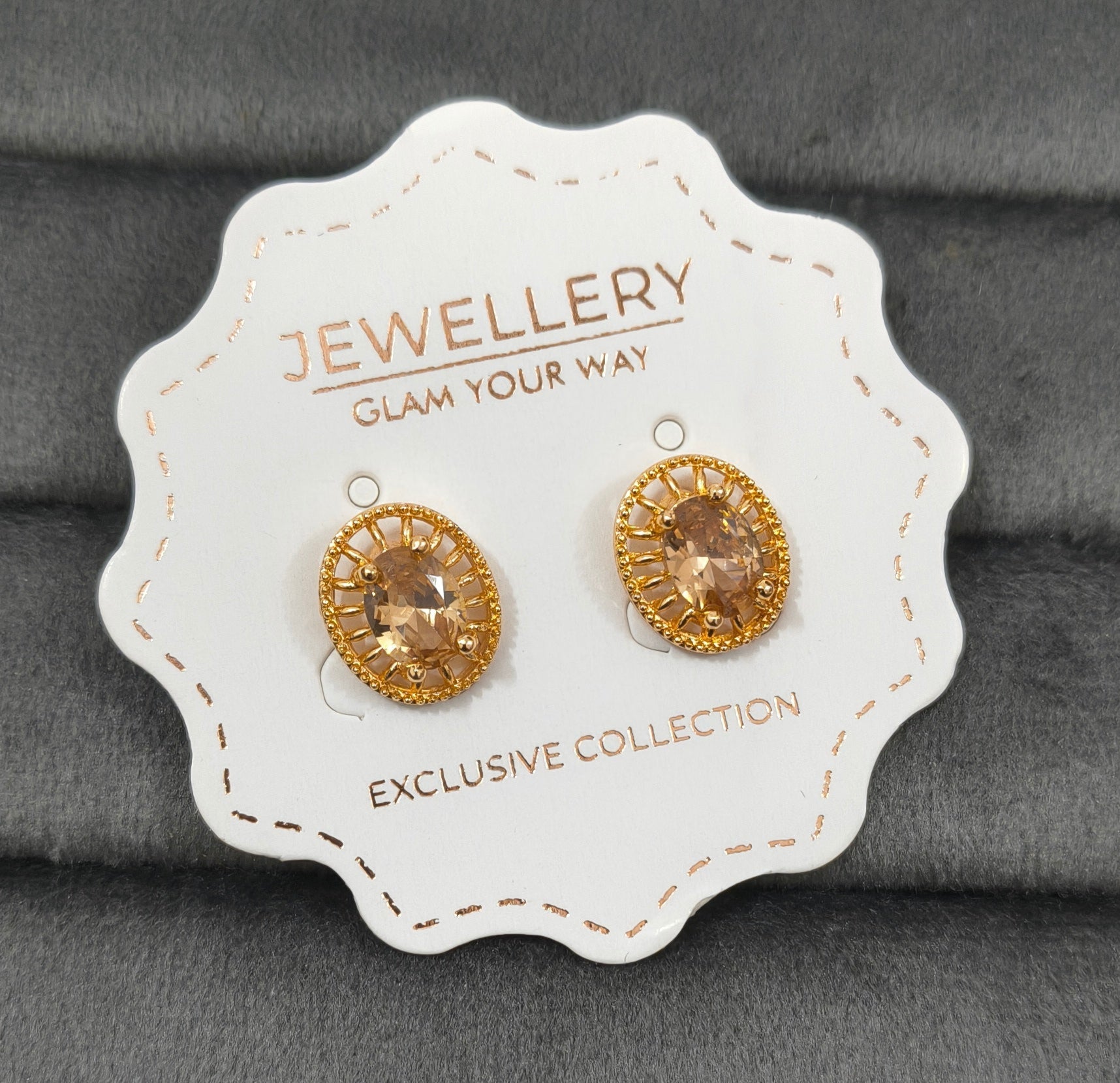 Antitarnish Cute Oval Zircon Studs Rosegold Earrings