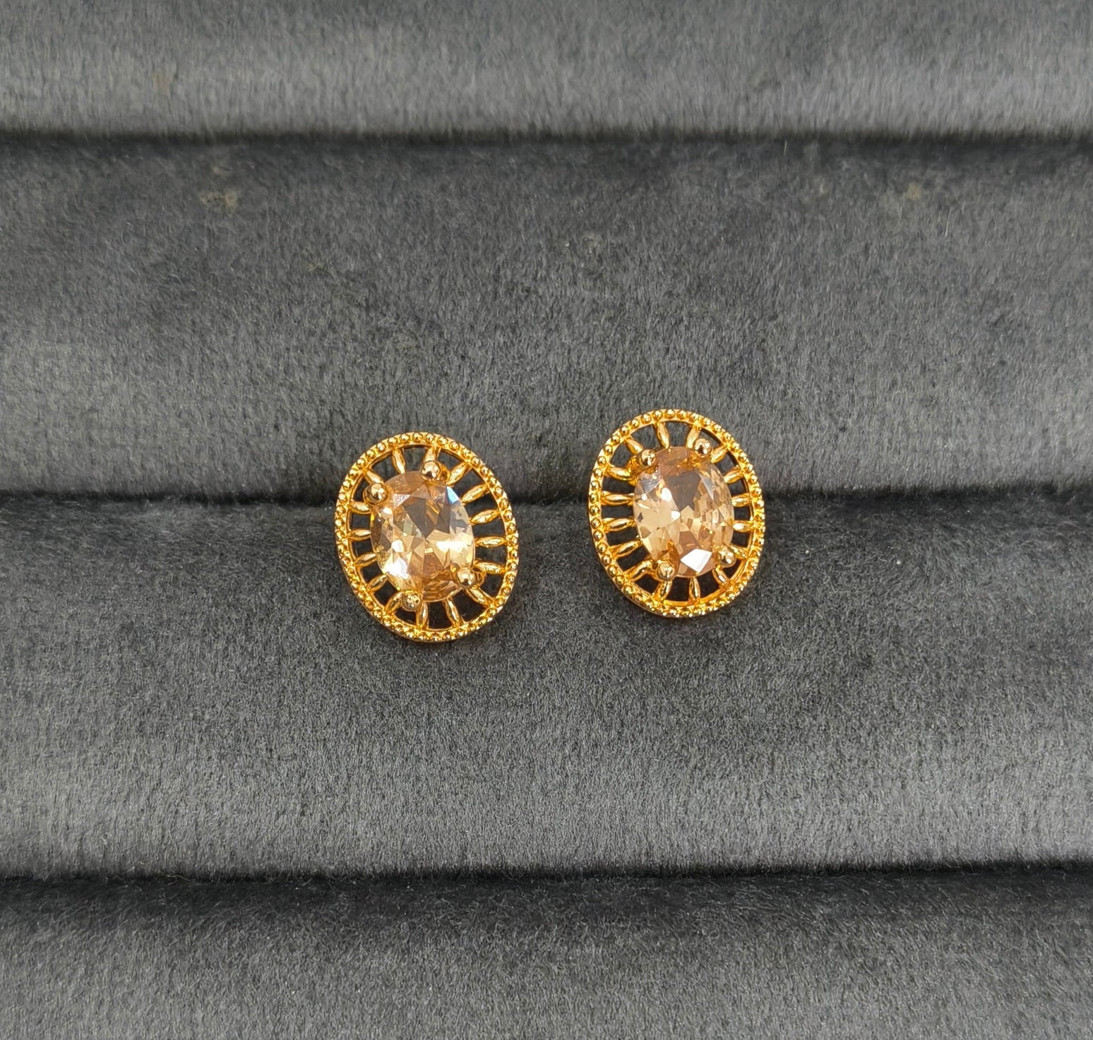 Antitarnish Cute Oval Zircon Studs Rosegold Earrings