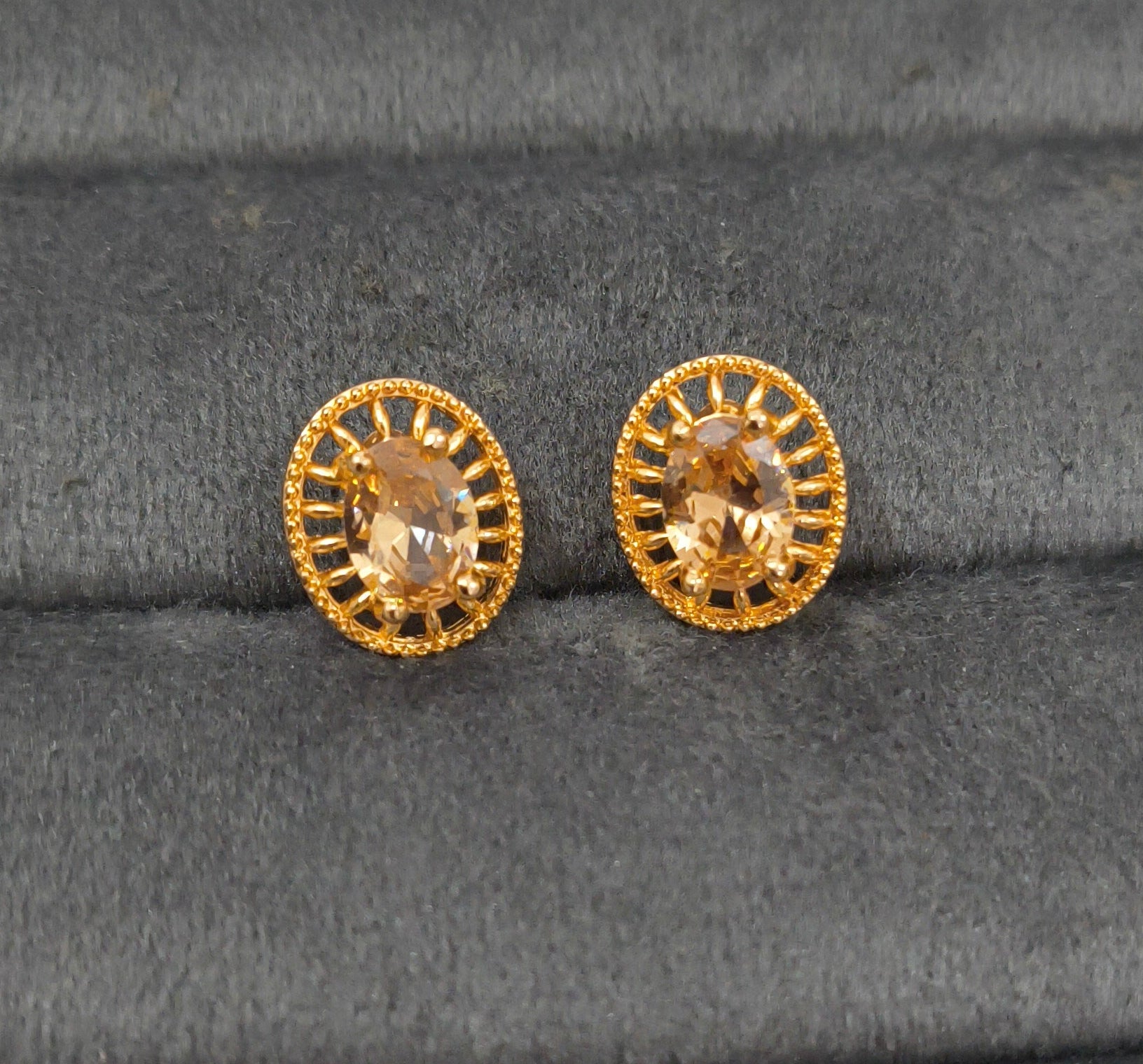 Antitarnish Cute Oval Zircon Studs Rosegold Earrings