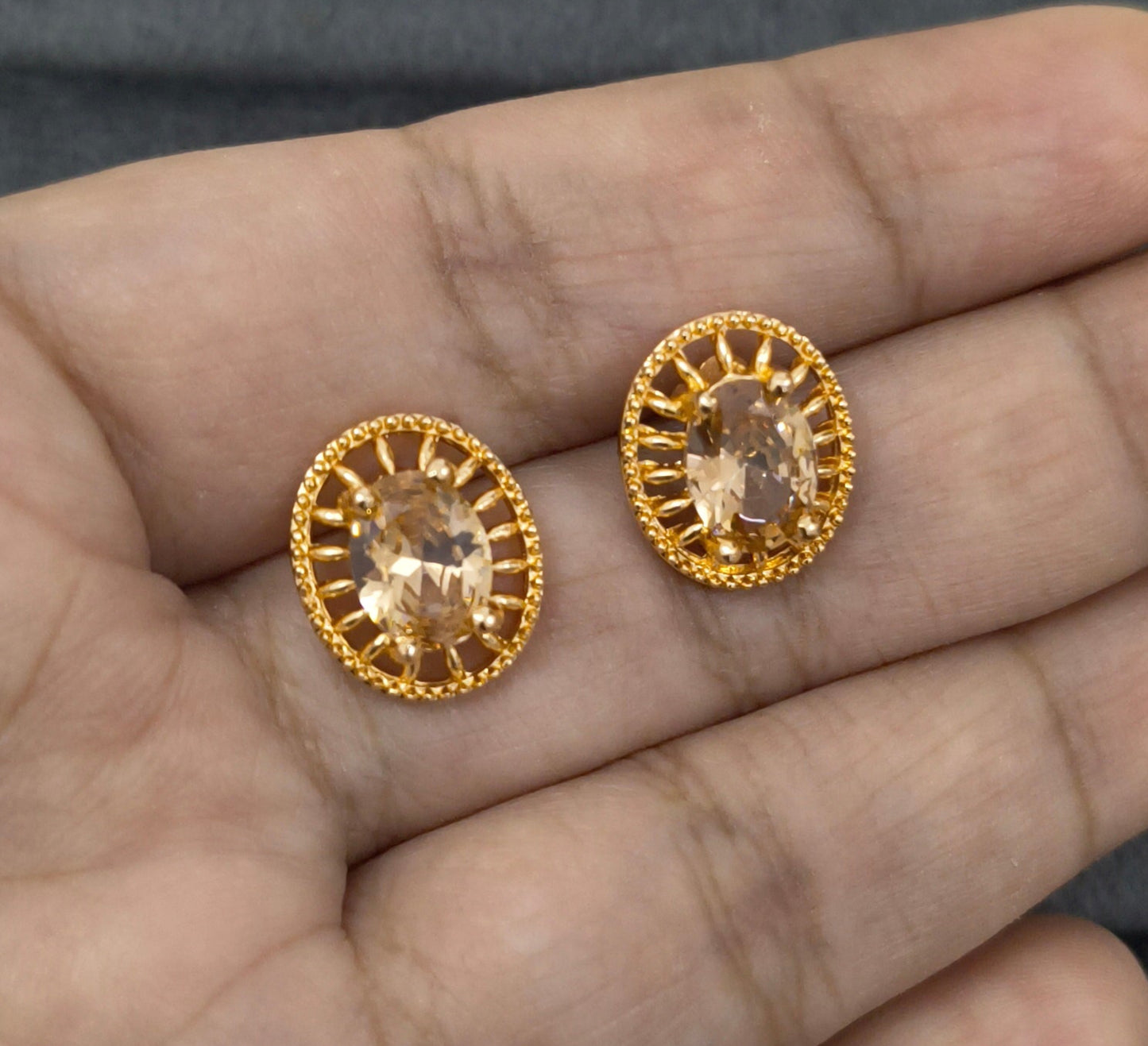 Antitarnish Cute Oval Zircon Studs Rosegold Earrings