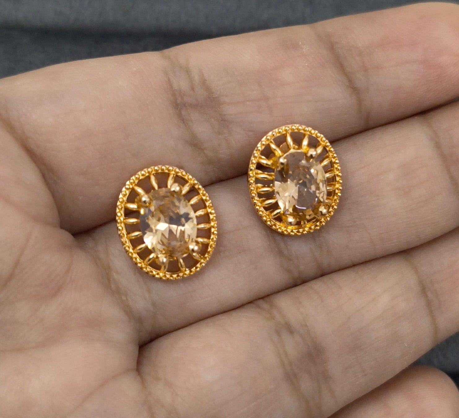 Antitarnish Cute Oval Zircon Studs Rosegold Earrings