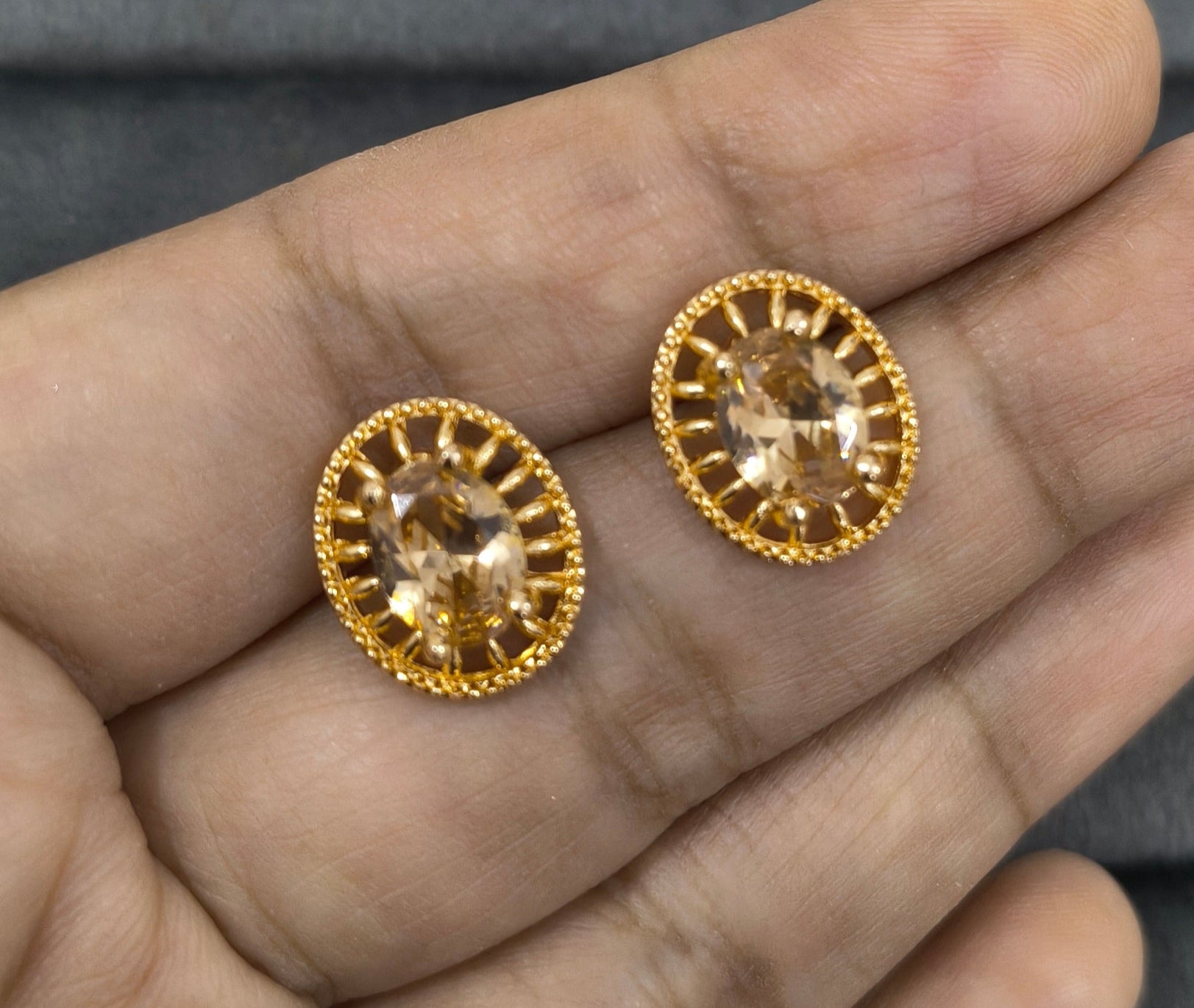 Antitarnish Cute Oval Zircon Studs Rosegold Earrings