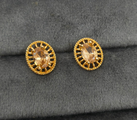 Antitarnish Cute Oval Zircon Studs Rosegold Earrings