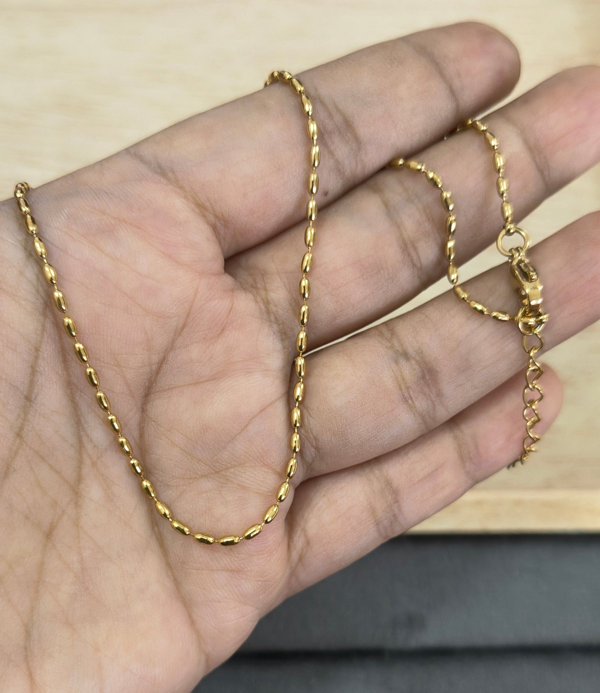 Antitarnish Dainty Beadwork Chain Necklace 18K PVD Plated
