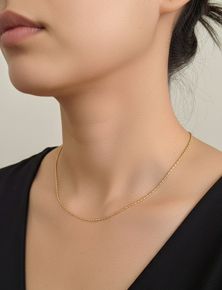 Antitarnish Dainty Beadwork Chain Necklace 18K PVD Plated