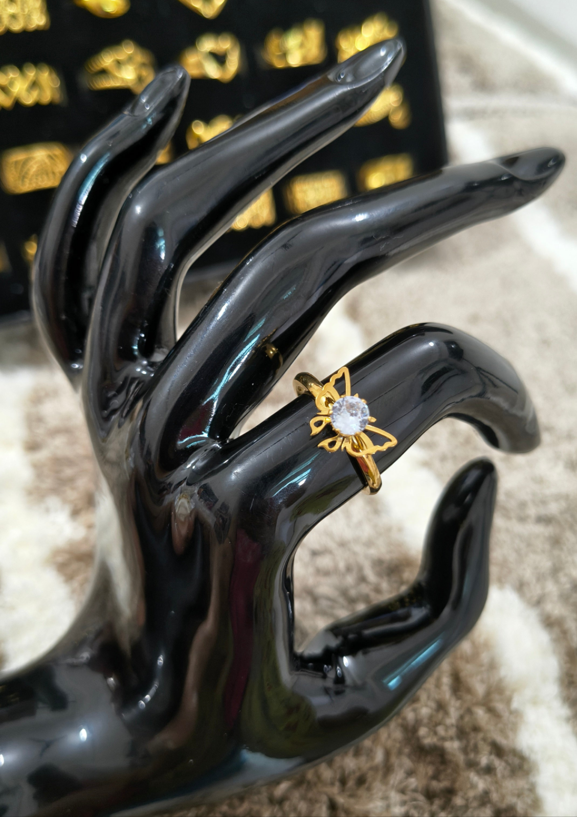 Antitarnish Dainty Butterfly Solitaire Ring 18K Gold Plated