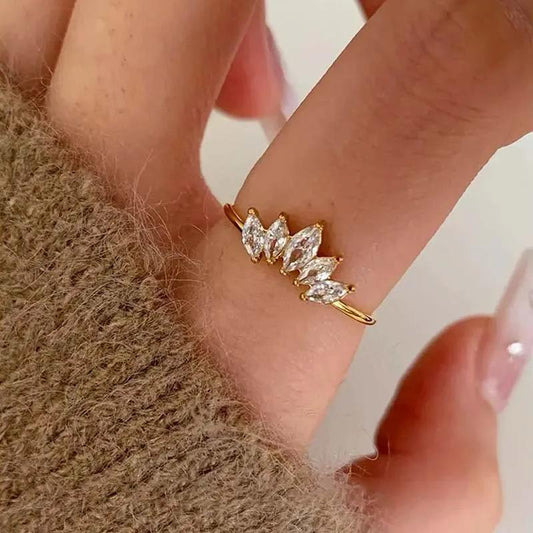 Antitarnish Dainty Crown Solitaire Ring 18K Gold Plated