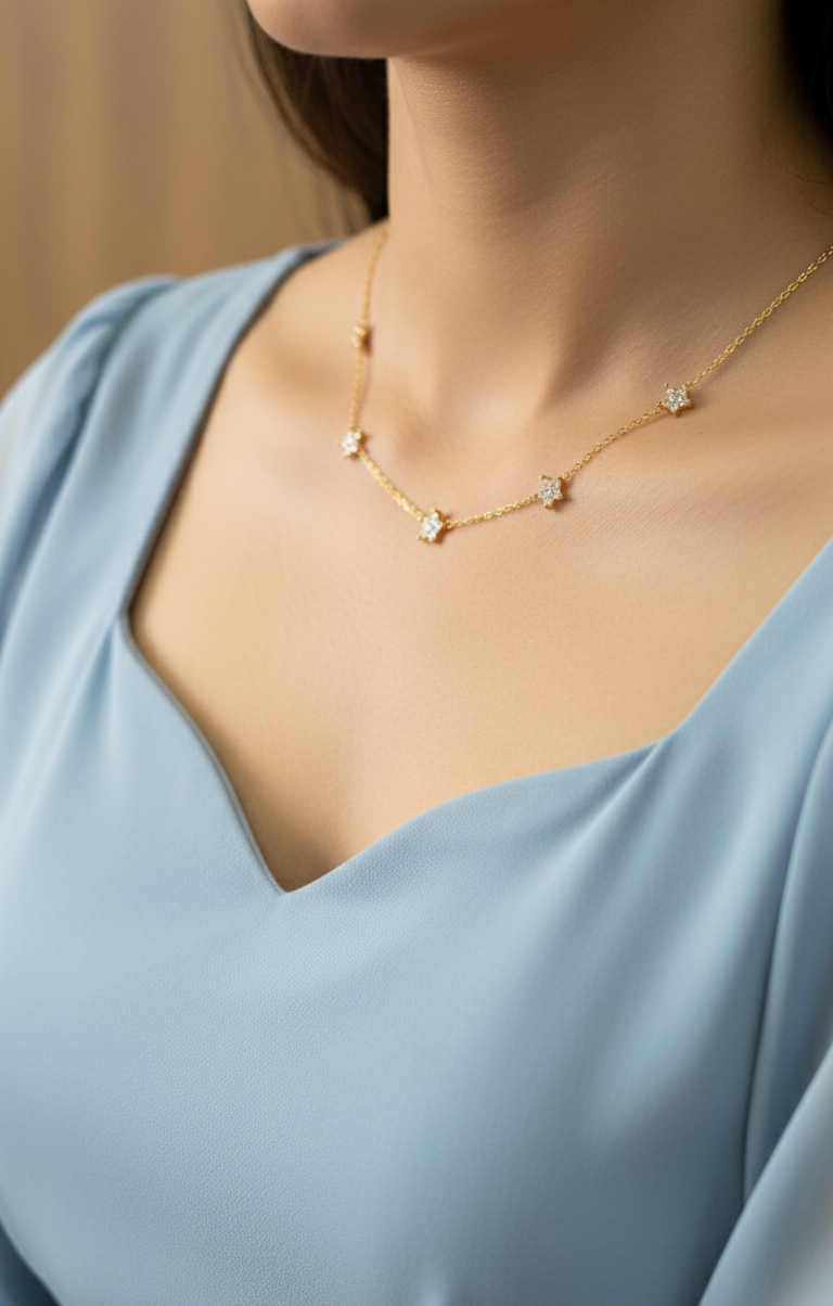 Antitarnish Dainty Golden Star Necklace 18K Gold Plated