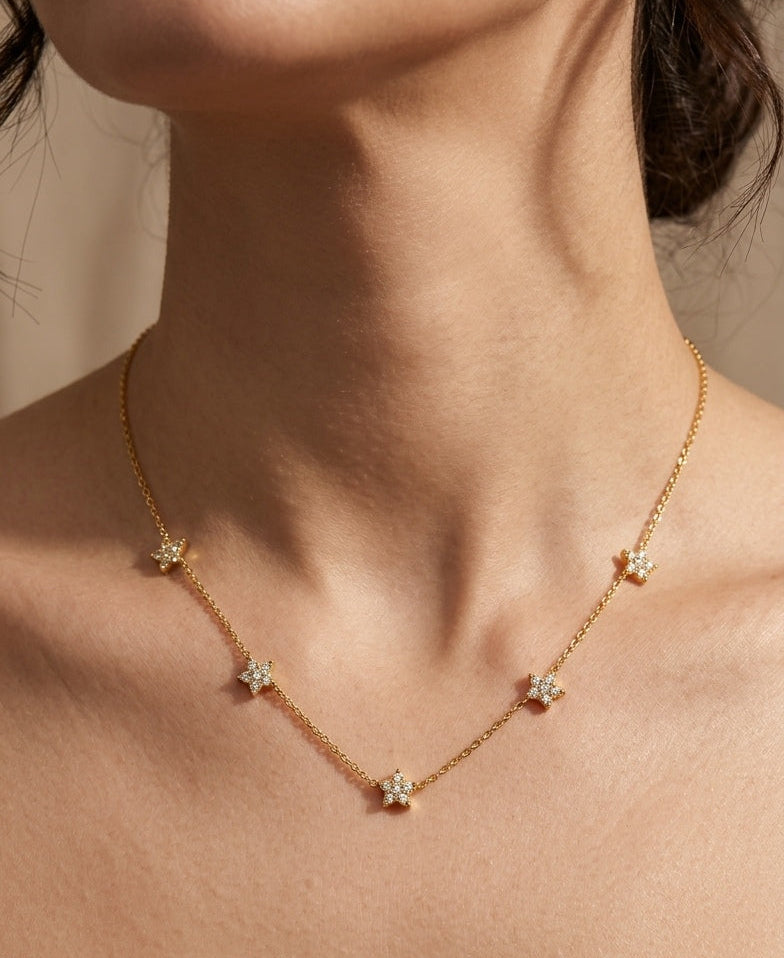 Antitarnish Dainty Golden Star Necklace 18K Gold Plated