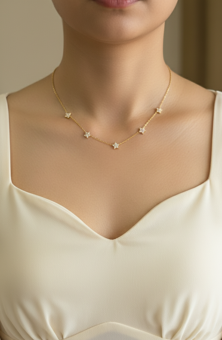 Antitarnish Dainty Golden Star Necklace 18K Gold Plated