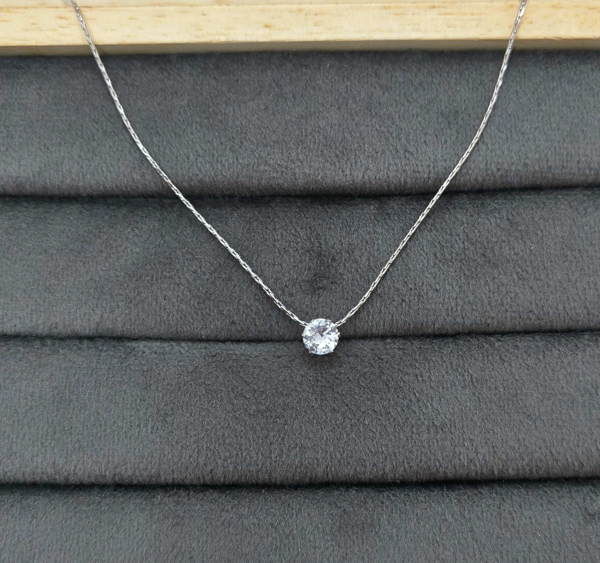 Antitarnish Dainty Solitaire Diamond Necklace 18K Gold Plated