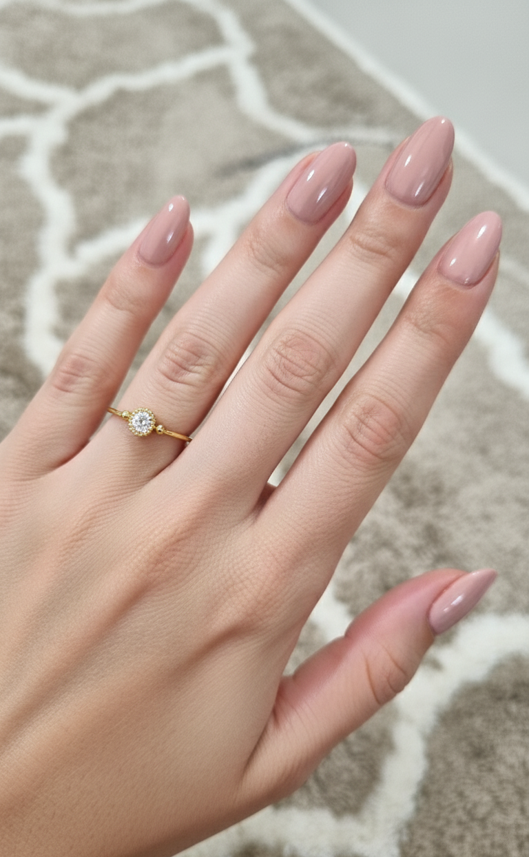 Antitarnish Dainty Solitaire Ring 18K Gold Plated Adjustable